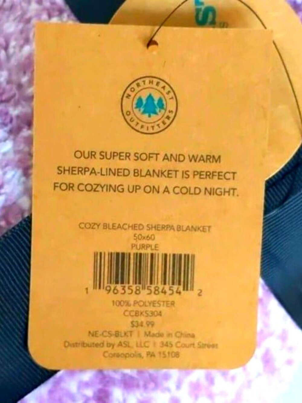 NEW Northeast Outfitters Cozy Sherpa Throw Blanket Purple Lavender - Picture 3 of 3